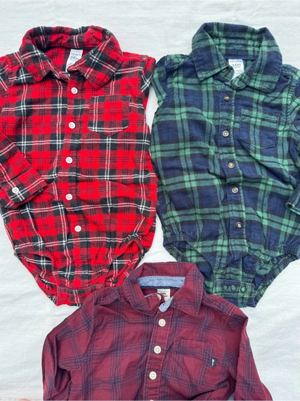 Carter’s Flannel Bodysuits Oshkosh B’Gosh Plaid 24M